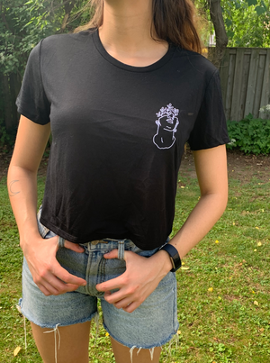 Roman Bust Embroidered Women's T-Shirt - Ladies Black Tee Online