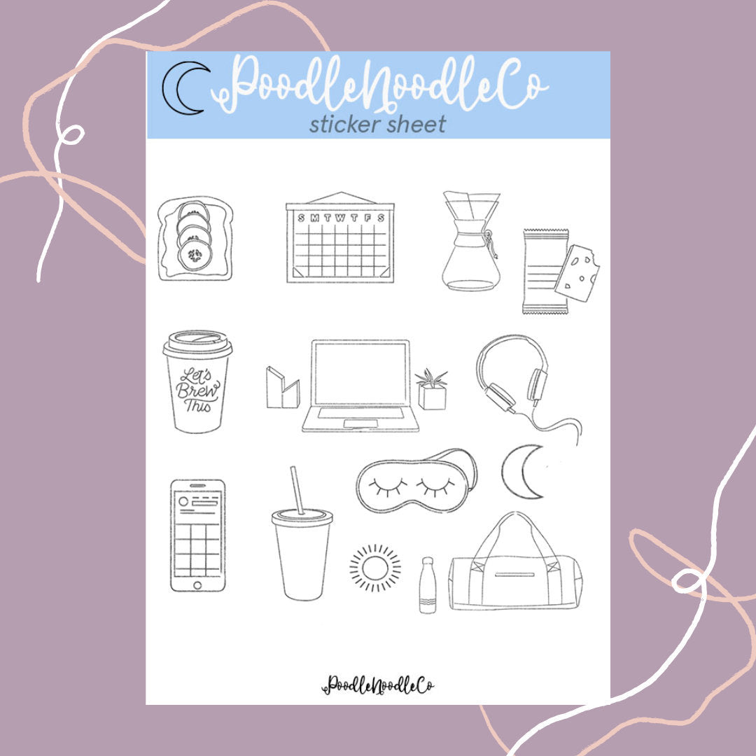 Daily Essentials Sticker Sheet | Bullet journal, planner sticker, deco ...